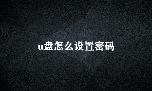 u盘怎么设置密码