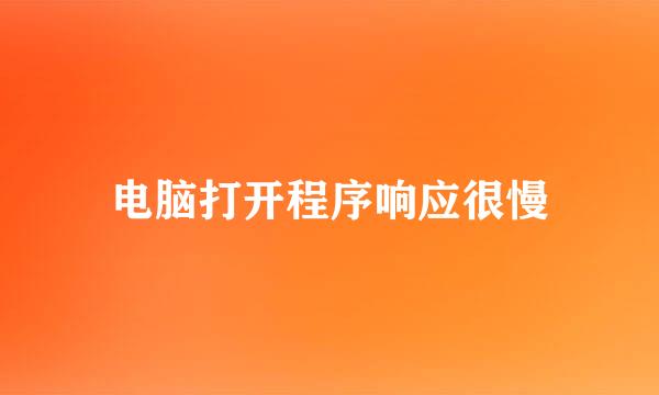 电脑打开程序响应很慢