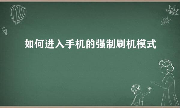 如何进入手机的强制刷机模式