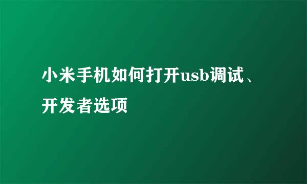 小米手机如何打开usb调试、开发者选项