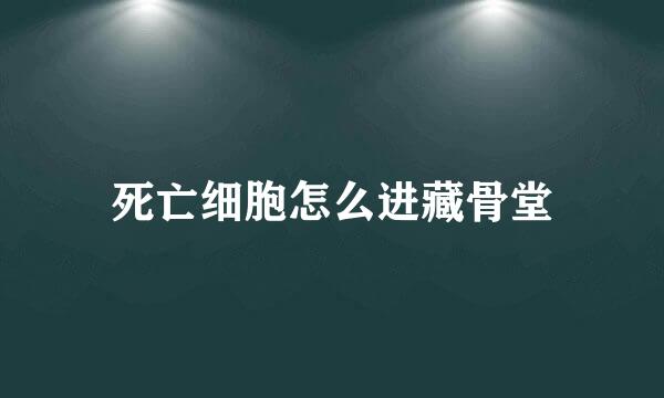 死亡细胞怎么进藏骨堂