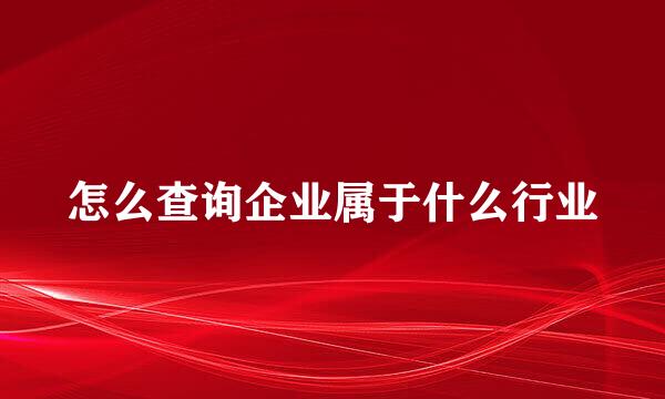 怎么查询企业属于什么行业