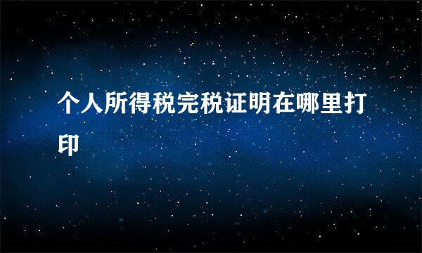 个人所得税完税证明在哪里打印