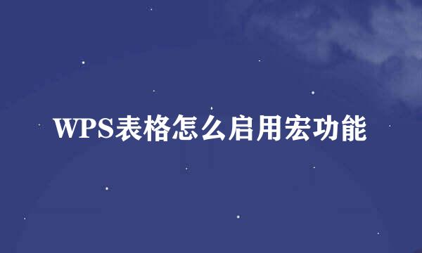 WPS表格怎么启用宏功能