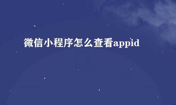 微信小程序怎么查看appid