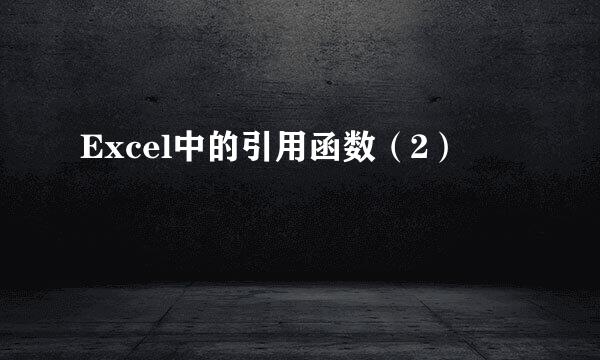 Excel中的引用函数（2）