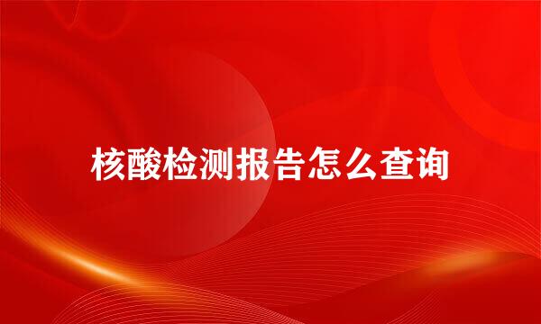 核酸检测报告怎么查询