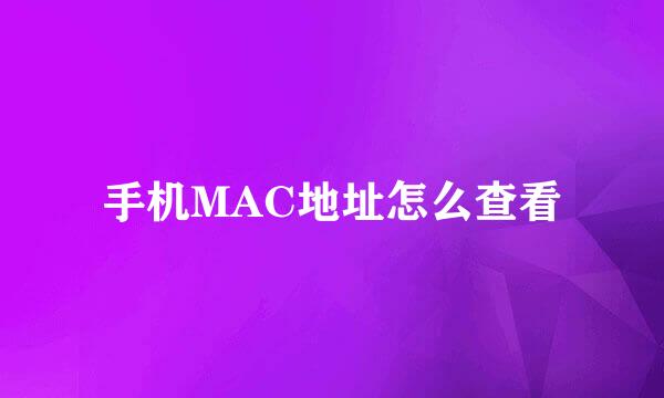 手机MAC地址怎么查看