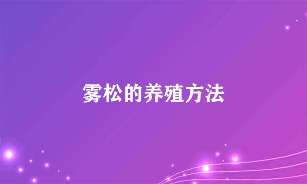 雾松的养殖方法