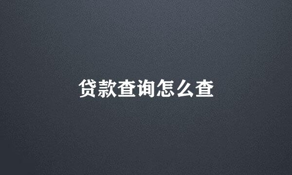 贷款查询怎么查