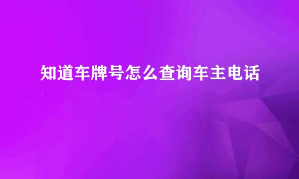 知道车牌号怎么查询车主电话