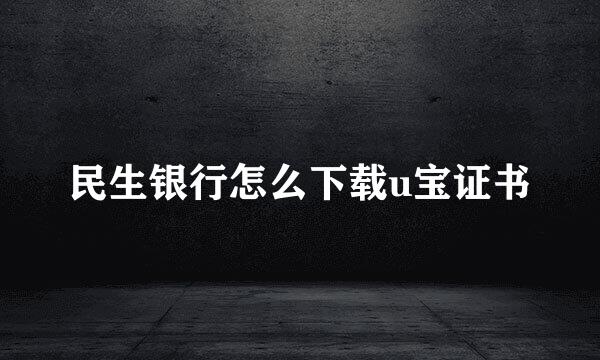 民生银行怎么下载u宝证书