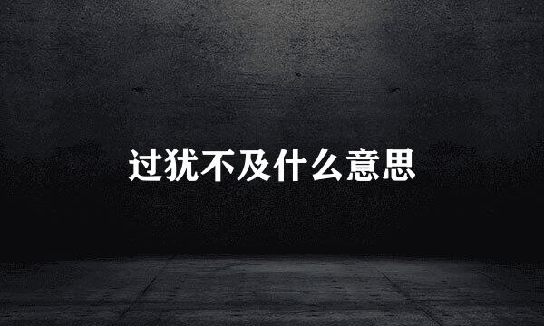 过犹不及什么意思