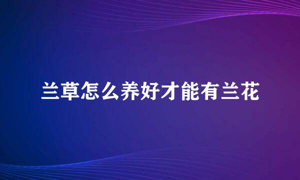 兰草怎么养好才能有兰花