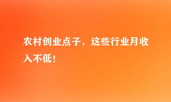 农村创业点子，这些行业月收入不低！