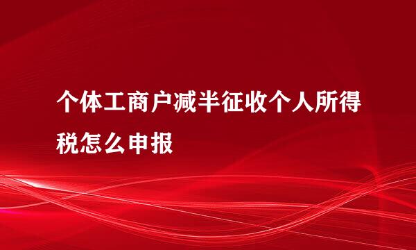 个体工商户减半征收个人所得税怎么申报