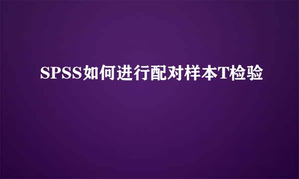 SPSS如何进行配对样本T检验