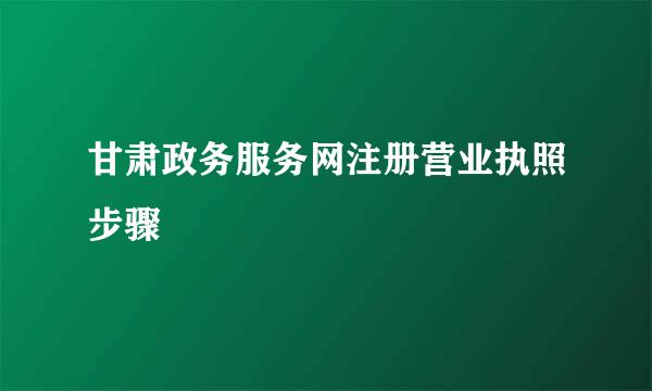 甘肃政务服务网注册营业执照步骤