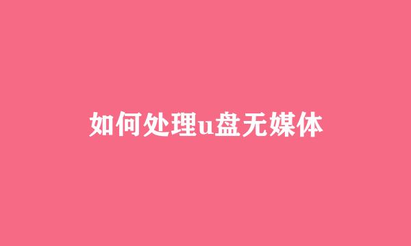 如何处理u盘无媒体