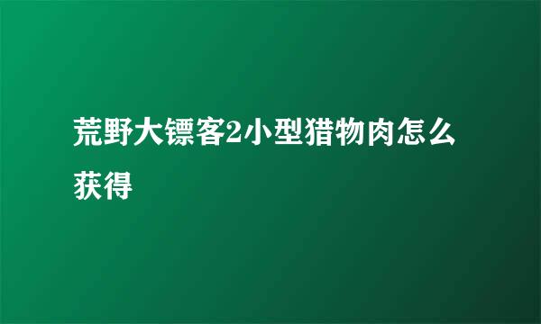 荒野大镖客2小型猎物肉怎么获得