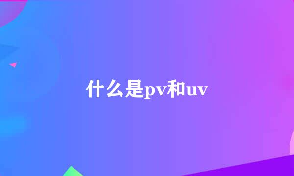 什么是pv和uv