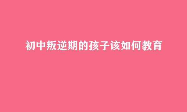 初中叛逆期的孩子该如何教育