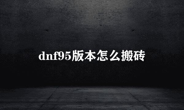 dnf95版本怎么搬砖