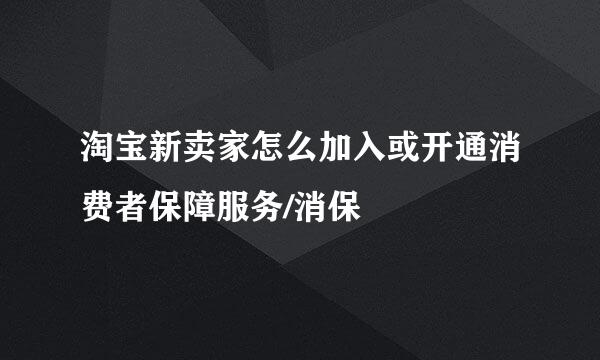 淘宝新卖家怎么加入或开通消费者保障服务/消保