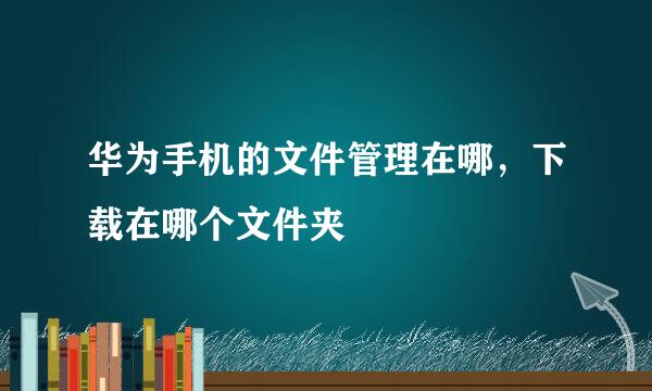 华为手机的文件管理在哪，下载在哪个文件夹