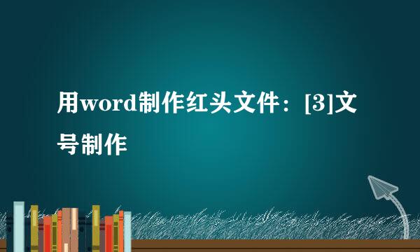 用word制作红头文件：[3]文号制作