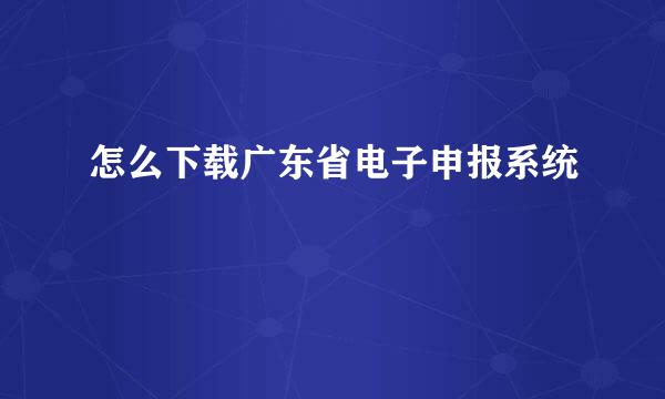 怎么下载广东省电子申报系统