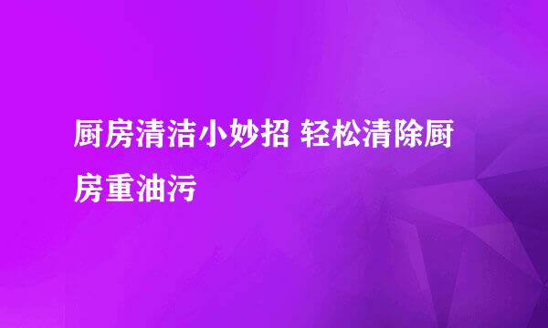 厨房清洁小妙招 轻松清除厨房重油污
