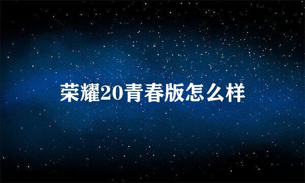 荣耀20青春版怎么样