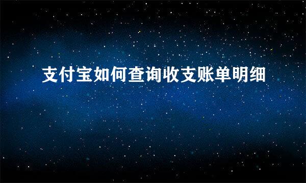 支付宝如何查询收支账单明细