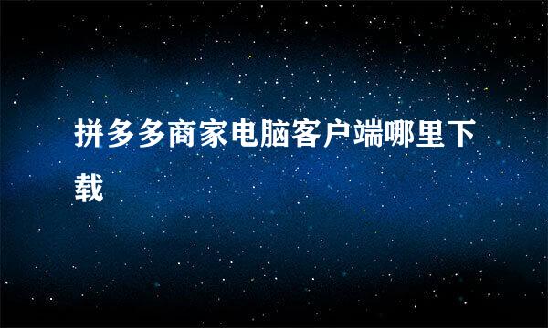 拼多多商家电脑客户端哪里下载