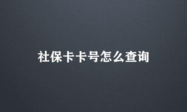 社保卡卡号怎么查询