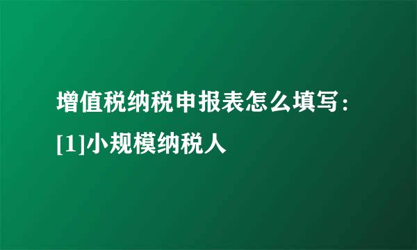 增值税纳税申报表怎么填写：[1]小规模纳税人