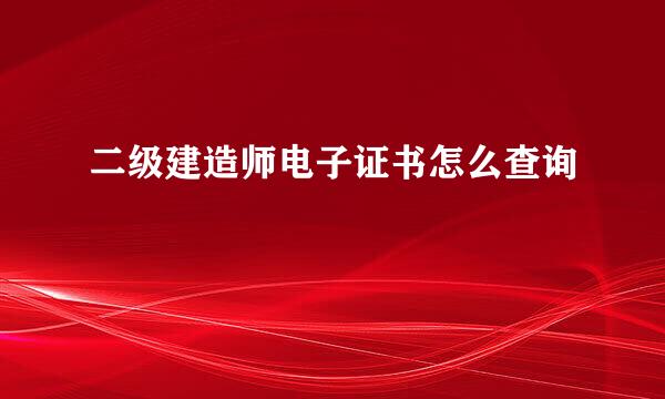 二级建造师电子证书怎么查询