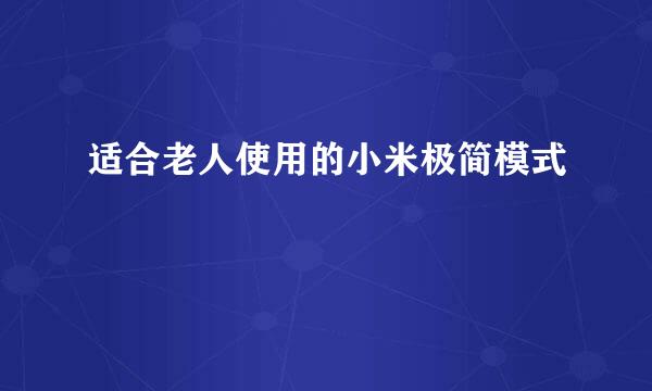 适合老人使用的小米极简模式