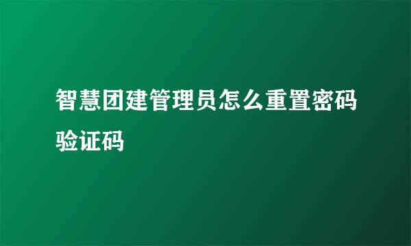 智慧团建管理员怎么重置密码验证码