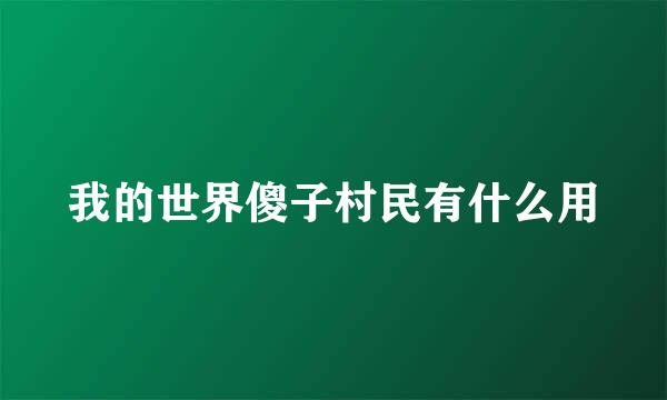 我的世界傻子村民有什么用