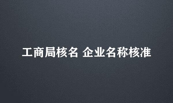 工商局核名 企业名称核准