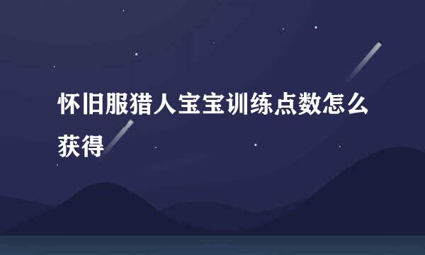 怀旧服猎人宝宝训练点数怎么获得