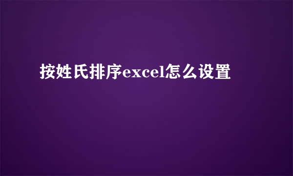 按姓氏排序excel怎么设置