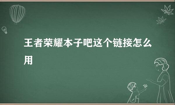 王者荣耀本子吧这个链接怎么用