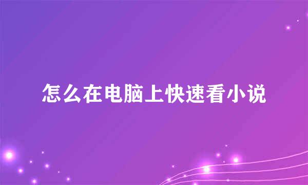 怎么在电脑上快速看小说