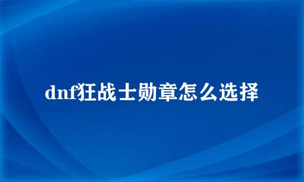 dnf狂战士勋章怎么选择