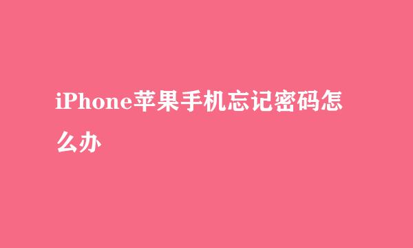 iPhone苹果手机忘记密码怎么办