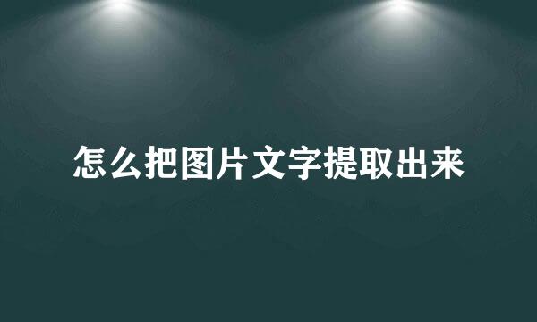 怎么把图片文字提取出来