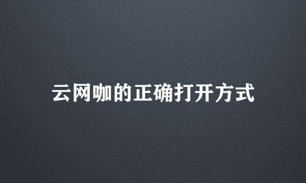云网咖的正确打开方式